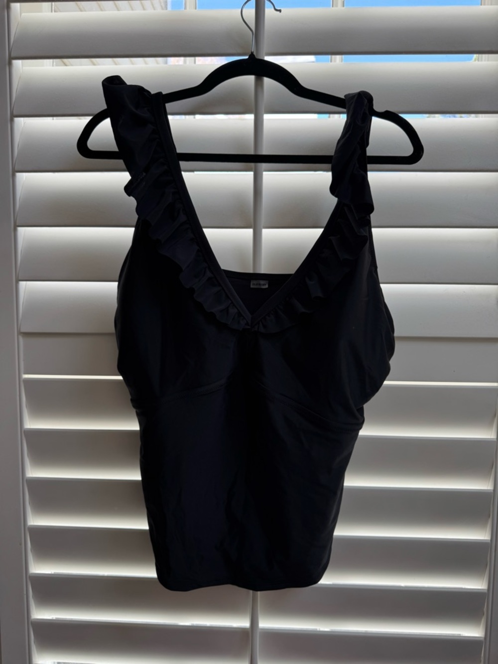 Old Navy Black Ruffle V-Neck Tankini Top